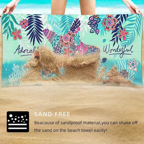 Strandhåndklæde, Oversized Mikrofiber Strandhåndklæder til Rejser, Hurtigtørrende Håndklæde til Svømmere Sandtæt Strandhåndklæde