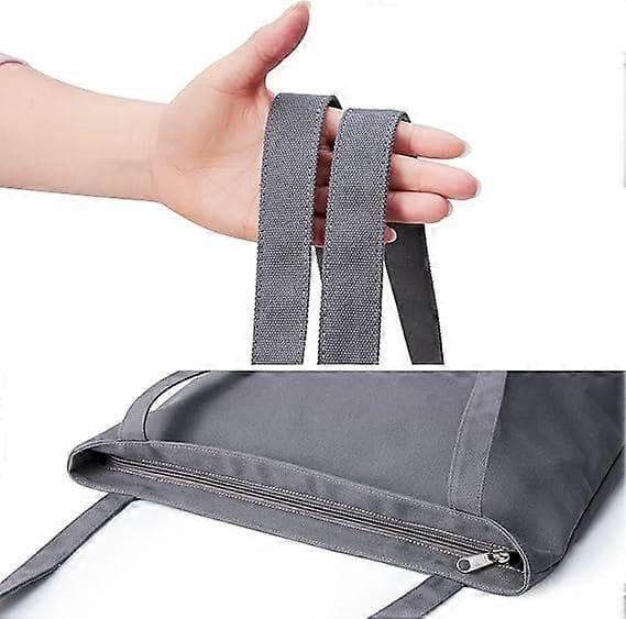 Canvas Tote Tasker til Kvinder med Lynlås, Afslappede Dame Totes med Indvendig Lomme, beige
