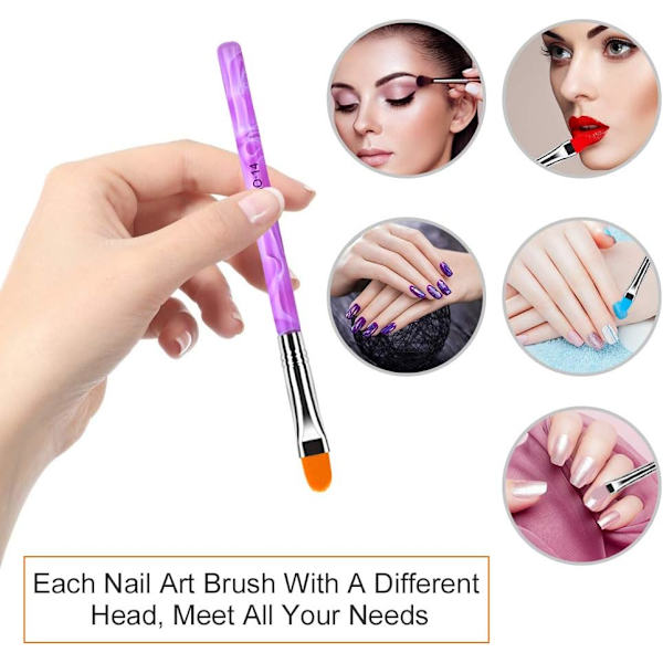 Nagelkonstborste Set, 12 st Nagelkonstpennor och Nail Dotting Verktyg, Dotting Pennor med dubbla ändar Nagelkonst Liner Borstar Purple 12-piece set