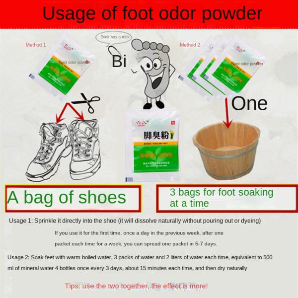 5 förpackningar Liujiu Foot Odor Powder