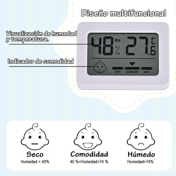4 st Digital Hygrometer, Mini Inomhus Hygrometer Termometer, Digital Termometer för Hem Inomhus och Utomhusbruk