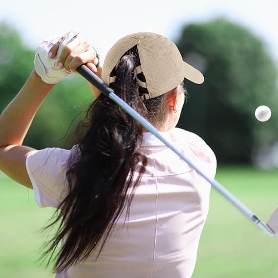 Baseballcaps for kvinner, solhatt med hestehale, golfcaps for damer, justerbare caps med kryss Khaki