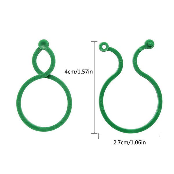 100-pack trädgårdsklämmor – återanvändbara plastringar för klätterväxter (4 x 2,7 cm)