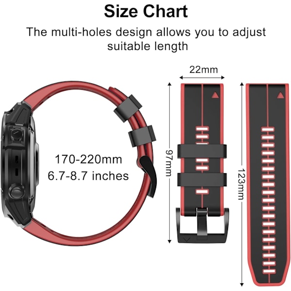 Rem til Garmin Fenix 7/Fenix 6/Fenix 5/EPIX 2, Quick Fit 22mm Silikone Urrem til Approach S60/S62, D2 Delta, Forerunner 935/945