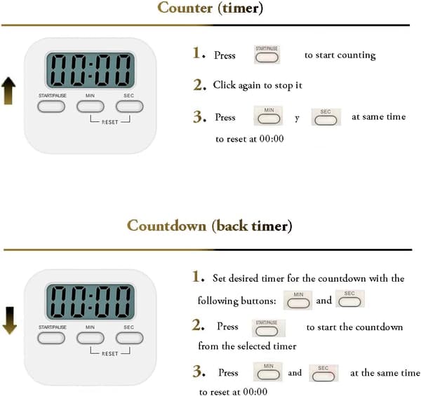 Kökstimer med stor LCD-display, digital kökstimer med högt alarm