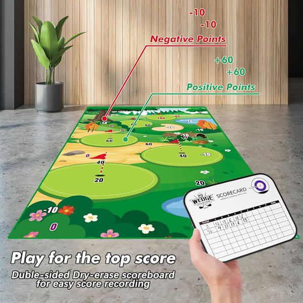 Golf Chipping Game Mat med Klubba, Inomhus Utomhus Spel för Vuxna och Familj Barn Utomhus Lekutrustning Stick Chip Spel Inomhus Golf Set