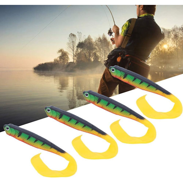 Fiskedrag, set om 8, 12 cm, PVC, paddelsvansdesign
