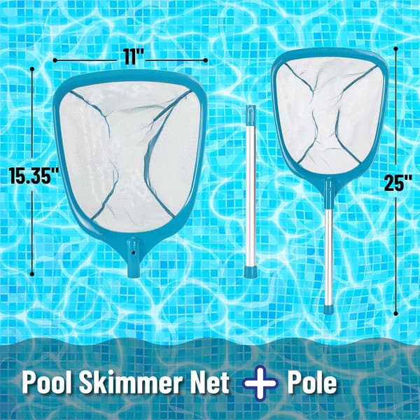 Pool Skimmer Net med Stang, Dam Skimmer Net, Pool Net til Rengøring med Stang