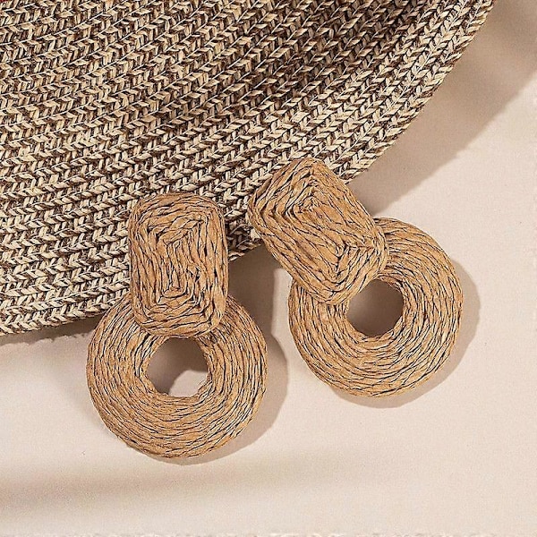 Statement Raffia Øredobber Søte Boho Øredobber Rattan Dingle Øredobber