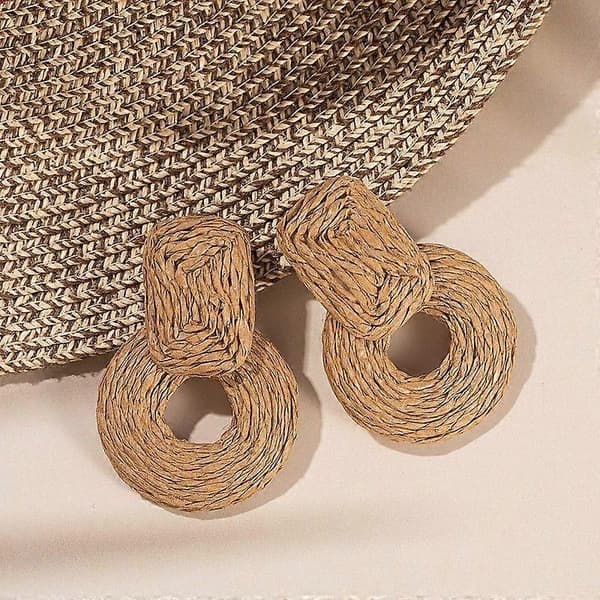 Statement Raffia Øreringe Søde Boho Øreringe Rattan Dingle Øreringe