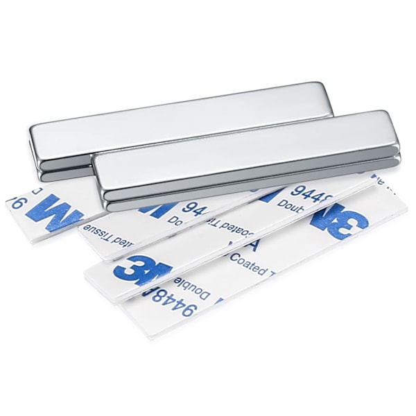 4 stycken Neodymmagneter, 50x10x3 mm Super Rektangulära Magneter Magnetisk Lim, med 4 stycken dubbelsidig tejp