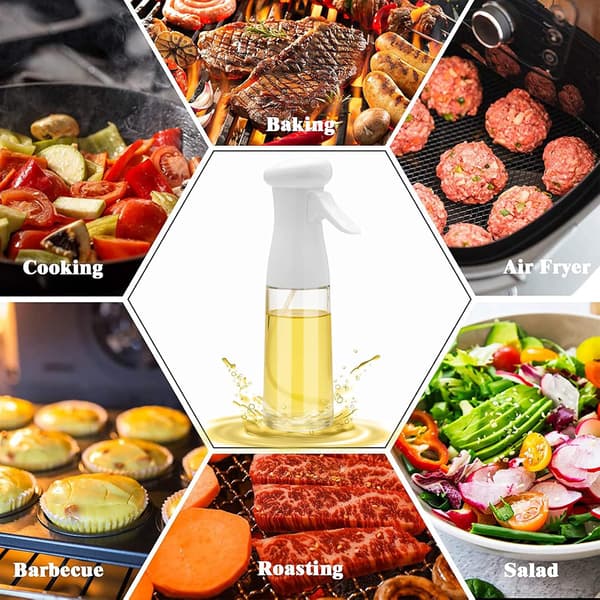 Olivenoliesprøjte til madlavning - 200 ml glasoliedispenserflaske spraymister, til køkken, airfryer, salat, grillning, stegning white