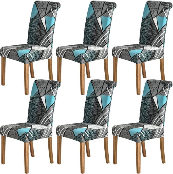 Stolsöverdrag Set om 6 Stretch Moderna Stolsöverdrag för Matrum Köks Bröllop Fest Tvättsbart Stolskydd (6 st)