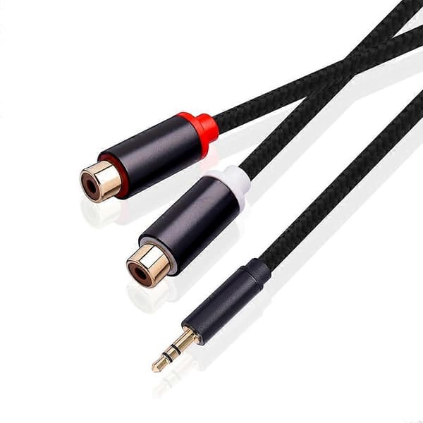 3687 3,5 mm han til 2 RCA hun stereo lydkabel AUX-adapter til computerhøjttaler