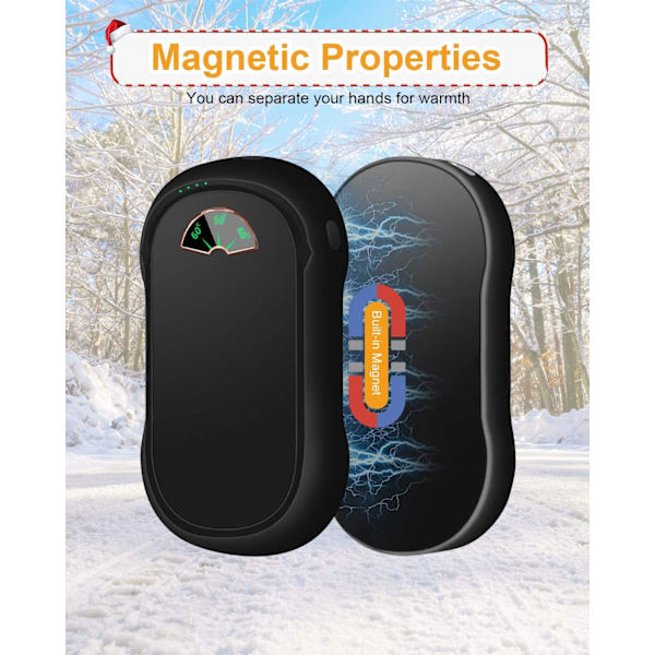 Päivitetyt 2-in-1 magneettiset ladattavat USB-kädenlämmittimet, 3 lämmitystason kannettava elektroninen taskulämmitin