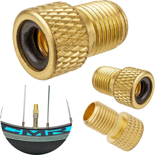 Sykkelventiladapter, 3 stk, DV/SV til AV, adaptere for Dunlop & Presta-ventiler, for å pumpe dekk på biler og sykler