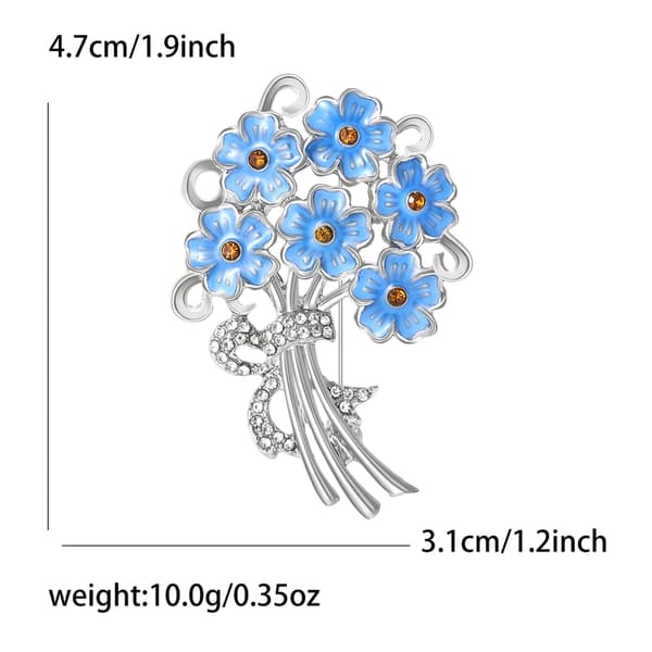 Silverpläterad emaljbrosch med blomdesign; en elegant blommig accessoar för kvinnor, perfekt att styla med kläder
