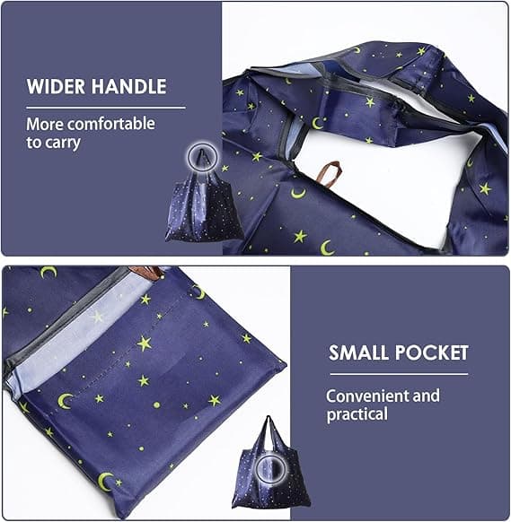 Sammenleggbar handlepose, stor tote bag, gjenbrukbar Oxford-stoffpose, utendørs handlepose, 40 x 40 cm