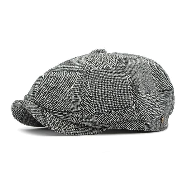 8-panel Tweed Newsboy Cap - Flat Cap - Modehatt - Golfhatt - Beret - Baker Boy Hatt för Män och Kvinnor Light gray