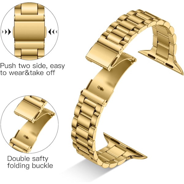 Armband Kompatibla med Apple Watch 40mm 38mm 41mm 42mm för Kvinnor/Män, Tunn Ersättningsarmband i Rostfritt Stål, Guld 42mm(Series 10) /41mm /40mm /38mm