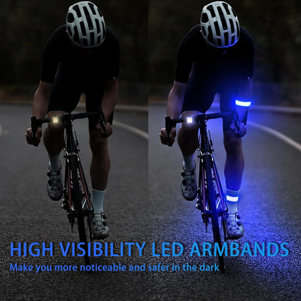 LED Armbånd for Løping, 2 Pakk Løpelys for Løpere Oppladbare Reflekterende Løpeutstyr Lysende Armbånd blue