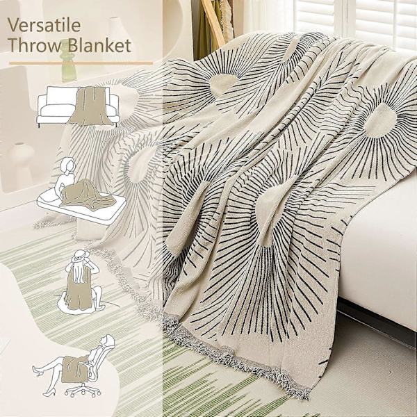 Minimalistisk Chenille Sofabetræk til Hunde og Katte - Sort og Beige - Jacquard Sofabeskyttelse - Multi-brug - Vaskbar - Loveseat Sofabetræk - 1