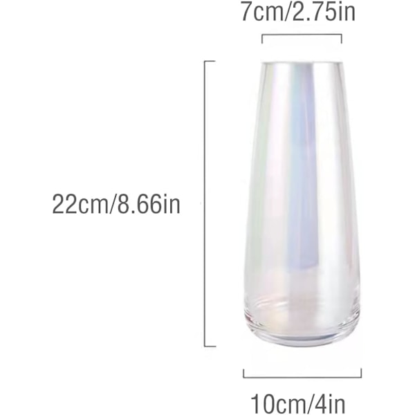 Vas för Blommor Färgglad Glasvas Iriserad Glasvas Modern Glas Hög Vas Dekoration Modern för Sovrum Mittstycken, 22×10cm