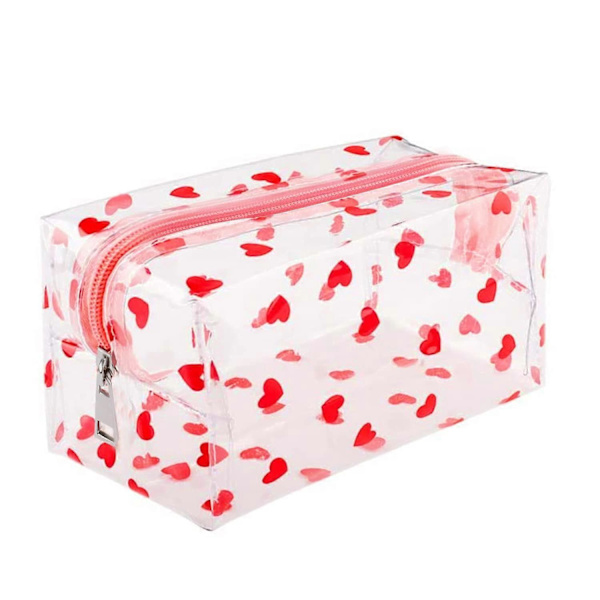 Klare kosmetiktasker, søde PVC makeup tasker (hjerte)