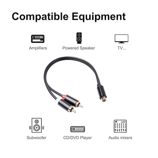 RCA hun til dobbelt 2-RCA han adapter stereo splitter Y lydkabel