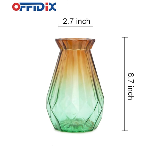 Flerfärgad Gradient Glasvas Geometrisk Fasetterad Vas Färgglad Glasvas för Hem, Kontor eller Bröllop
