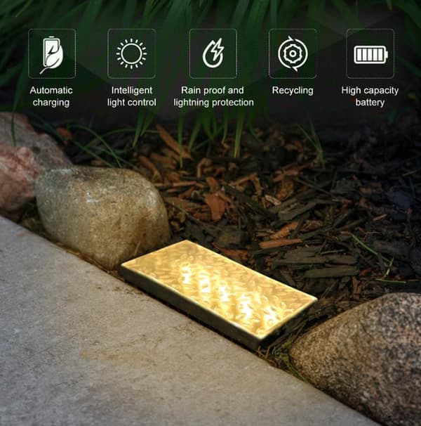 Vanntett Utendørs Solcellelampe - 0.5W IP44 - 19.6*9.9*6.3 cm - Solcelle Landskapslys Isbitlampe - Varm Hvit