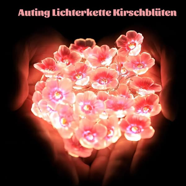 4M LED kirsebærblomst guirlande med 40 lyserøde LED'er, batteridrevet, timer - Tilføjer et elegant touch til bryllupper og fester