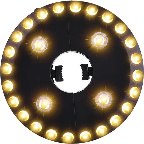 Varmt hvidt lys til parasol, 28 LED-lys, drives af 4 AA-batterier, til parasoller, campingtelte