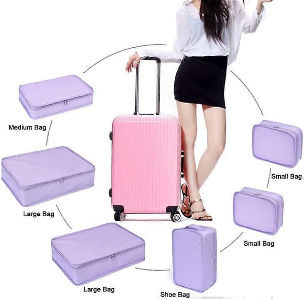 6 Sett - Reiseorganisator for pakking (Lavendel)
