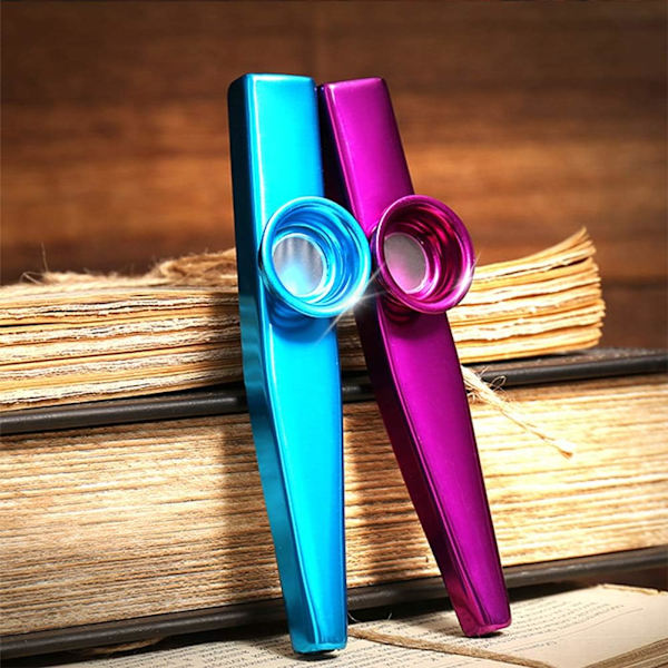 6 Metalliska Kazoo Musikinstrument med 24 Stycken Kazoo Flöjtmembran, Aluminiumlegering Metall Kazoo Set En Bra Kompis