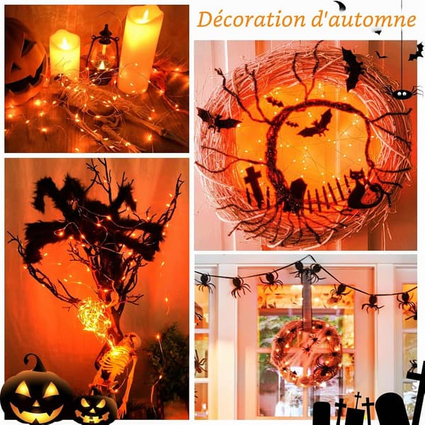 Batteridrivna ljusslingor (6-pack), 2 meter långa, 20 mini-LED, idealiska för att dekorera flaskor, jul, halloween (orange)