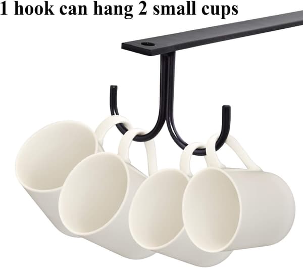 Koppholder for underskap, rustikk koppholder under hylle med hengende kroker