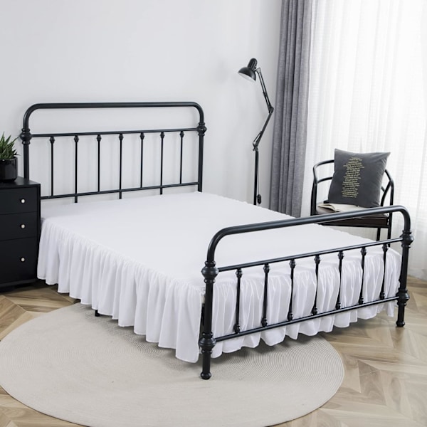 Sengekappe Queen Size Flæse Sengekappe med Split Hjørner, 35 cm Drop Støvflæse Sengekappe med Platform