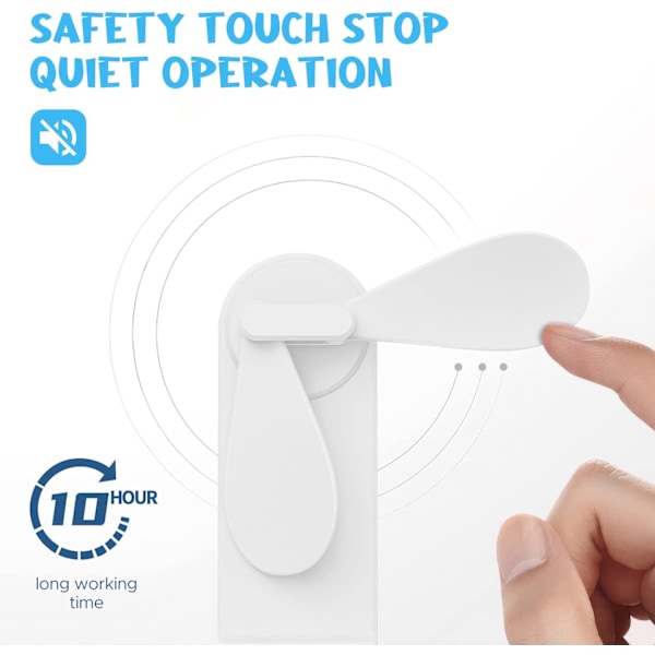 Bærbar Håndholdt Vifte, Mini Håndvifte med Vannspray, Sammenleggbar Vifte med USB Oppladbart Batteri, Lommevifte med 3 Hastigheter White
