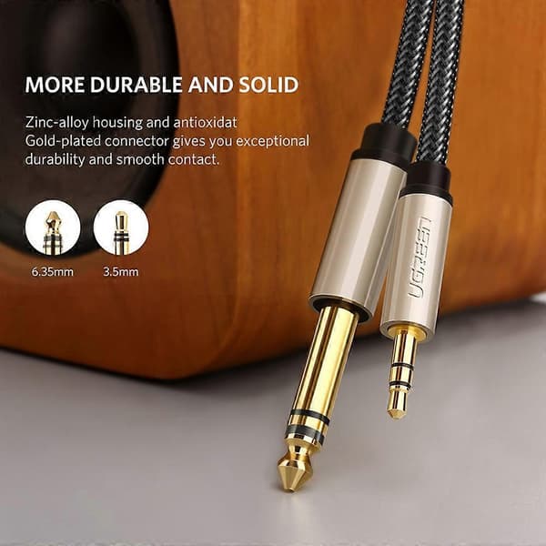 UGREEN 40805 3-Meter 3.5mm TRS til 6.35mm TS Hann Rett AUX Kabel Lydadapter