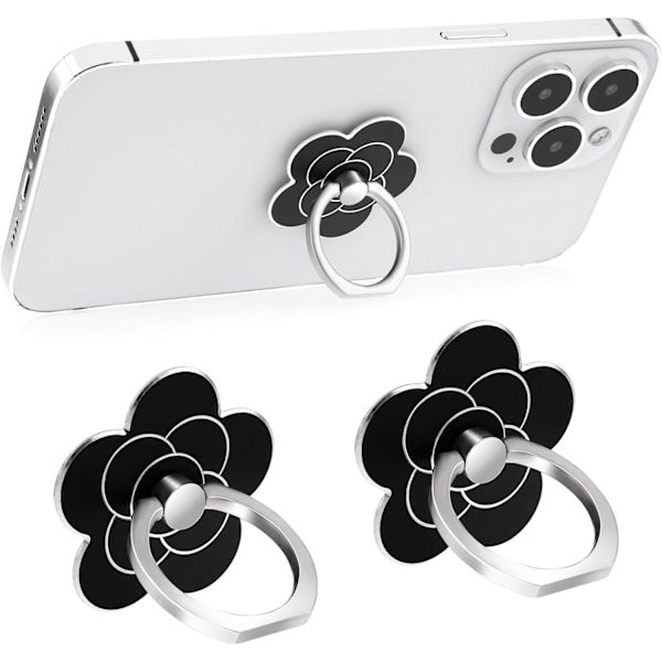 2 st Mobilringhållare Ställ Mobiltelefon Blomma Fingerring Grepp Ställ Metall Universal Kompatibla Tillbehör med Smartphone