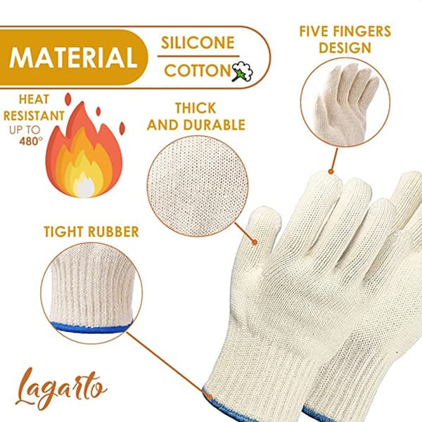 Värmebeständiga kökshandskar, 2-pack, polyester-bomullsblandning, grillskydd