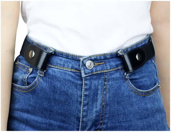 Strækrem uden spænde til kvinder/mænd, usynlig elastisk rem til jeans, bukser og kjoler black