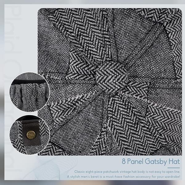 8-panel Tweed Newsboy Cap Flat Cap - Mote Flat Cap Golf Cap - Cap Beret Baker Boy Hat For Menn Og Kvinner Light gray
