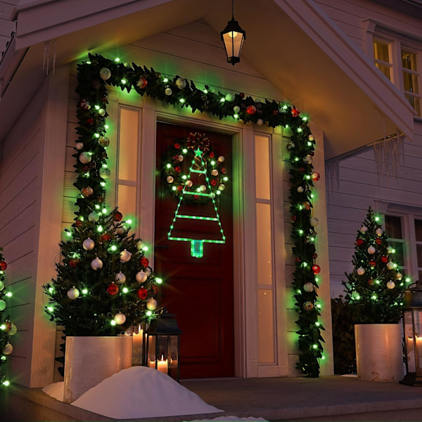 Batteridrevne Julelys - 93cm LED Stige Julelys, 8 Tilstande, Stige Juletræslygter til Julepynt Green