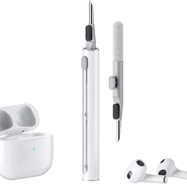 Multifunktionel Rensepen med Blød Børste og Flocking Svamp til Bluetooth Øretelefoner Etui Renseværktøjer