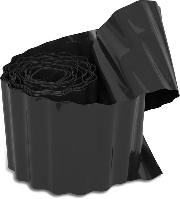Klassisk Kantafgrænsning til Græsplæne, Kantafgrænsning, Kantafgrænsning til Blomsterbed, Slåningskant, 9m x 15cm, Sort