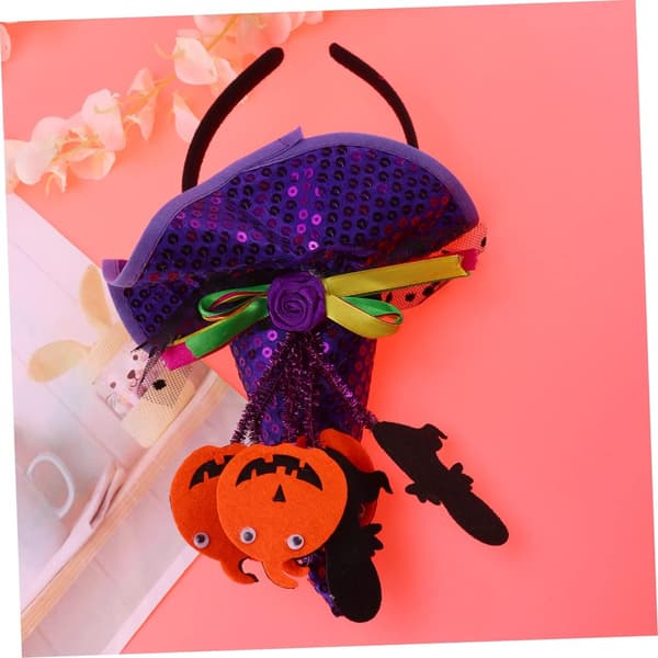 1 stk lilla stoffgresskar-hodebånd i stil med en heksehatt, perfekt for Halloween.