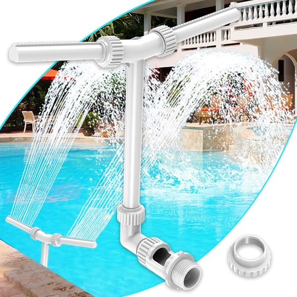 Poolfontän, Dubbla Jet Pooltillbehör för Överjordiska/Inbyggda Pool, 2 i 1 Justerbar Poolfontän för