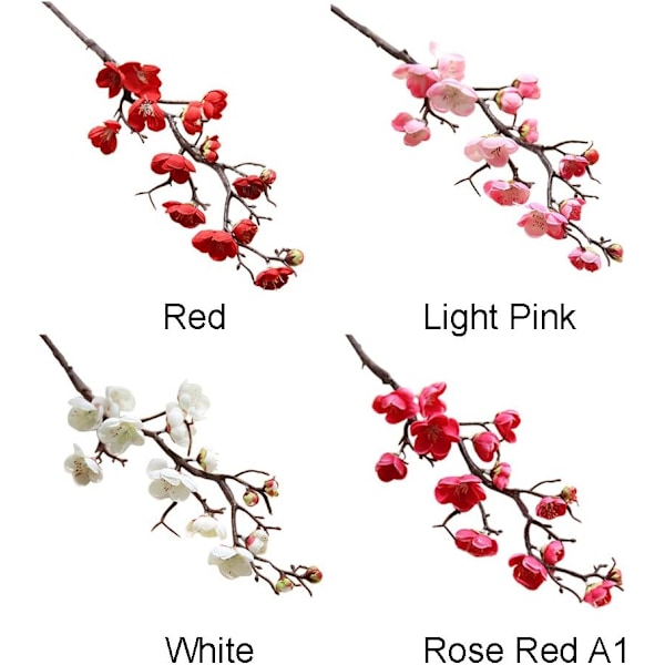 SUREH 5 stk Kunstig Rød Plommeblomst Lang Stilk Plast Simulering Kirsebærblomster Grener Falske Blomster Silke Fersken